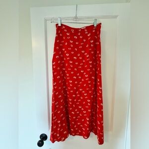 Wilfred Red Maxi Skirt with White Floral Print